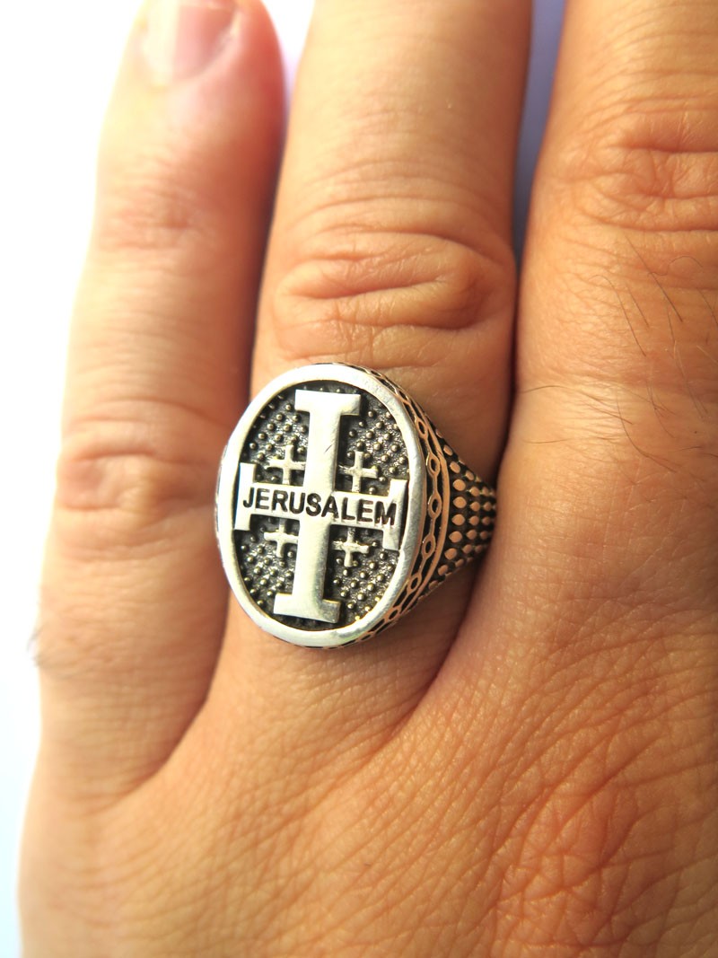 Jerusalem-Cross silver ring | Free shipping