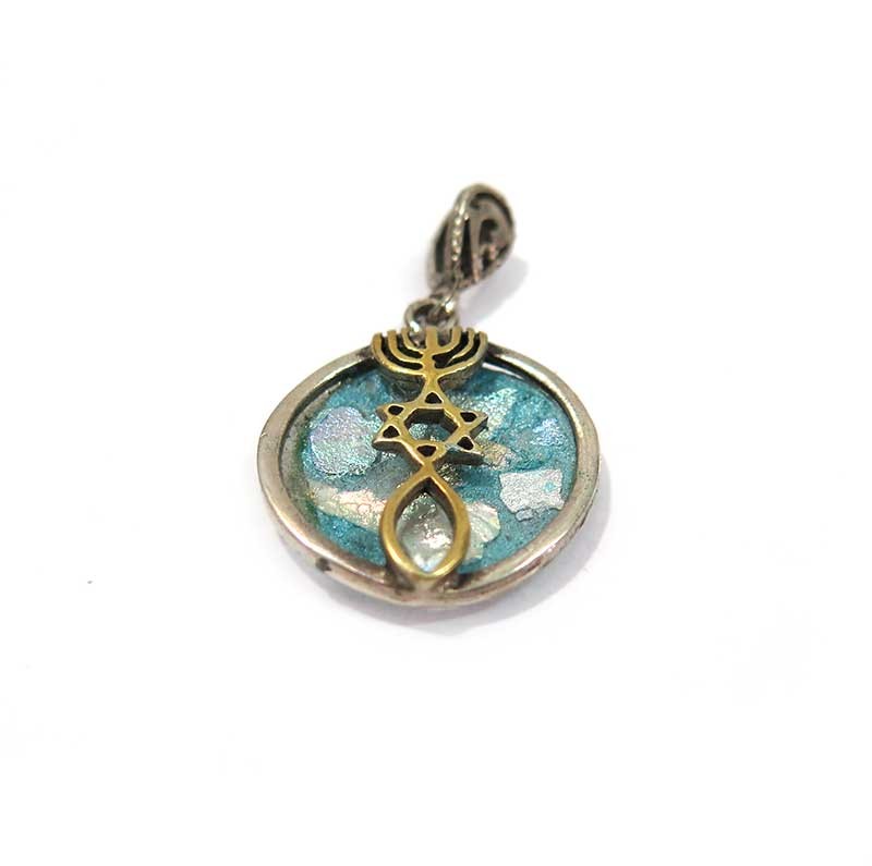 Grafted In | Silver& Gold pendant with Roman Glass