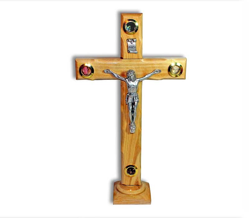 Cross on base 10 inches | metal nails