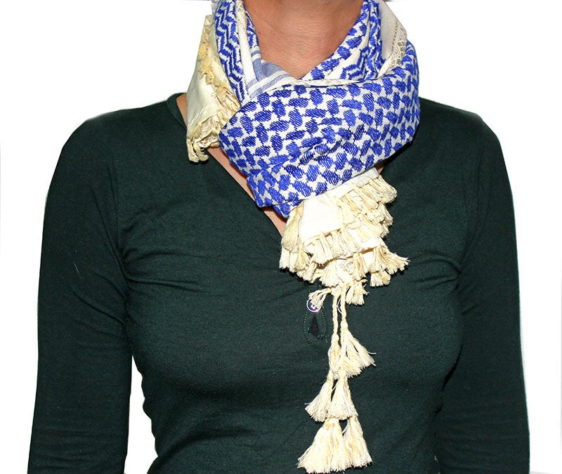 Keffiyeh - Special blue Keffiyeh scarf – Jerusalem Spirit - Gift store