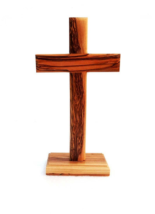 Cross on base | Olive wood | 17 c"m 6.6 inches