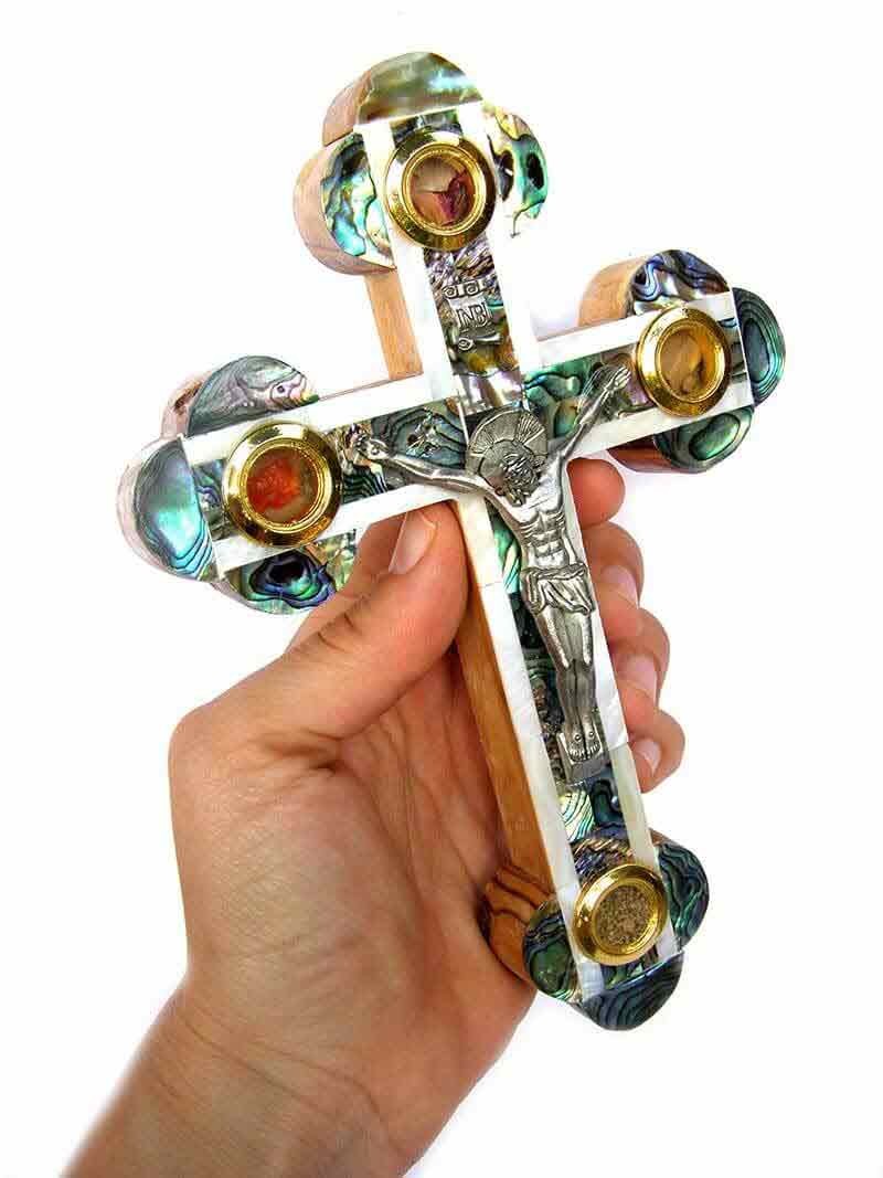 Mother of Pearl Crucifix | olive wood 18 cm