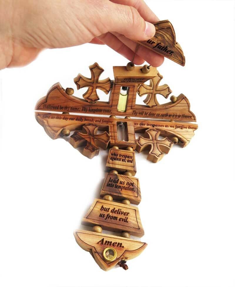 Lord's Prayer Cross | Holy water & Jeruslem Soil