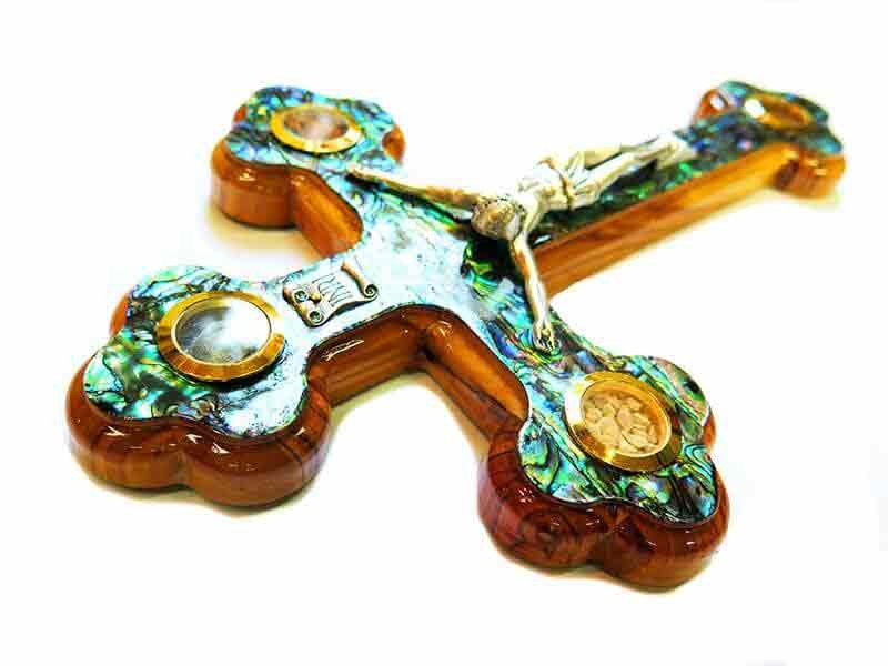 NEW - Cross Olive wood with Mother of Pearl 28 cm