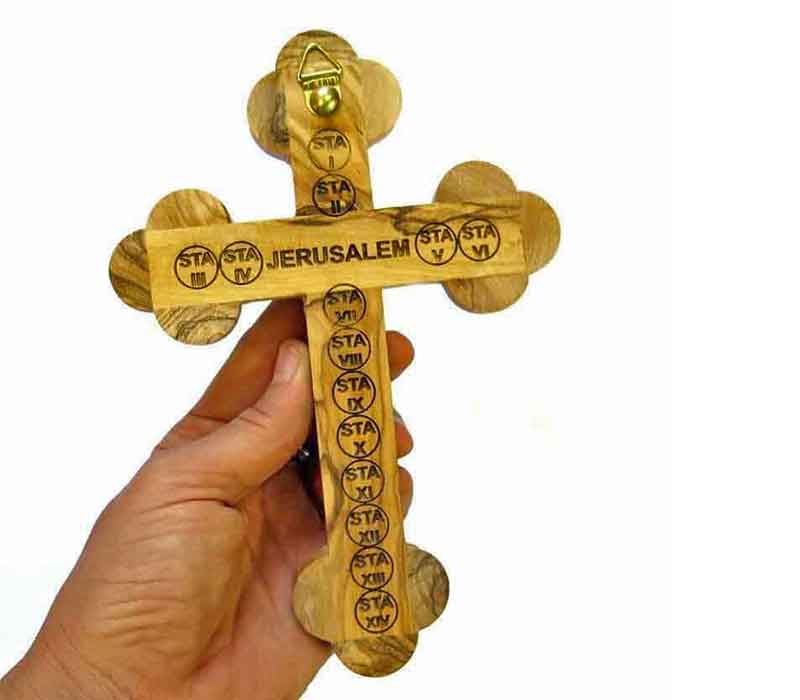 Cross -Olive wood with Mother of Pearl 7.2 inches