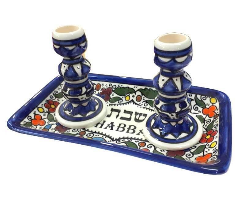 Shabbat Candlesticks - Armenian ceramics