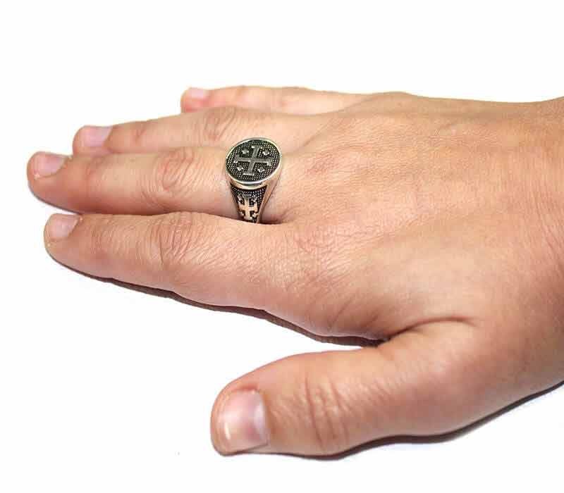 Jerusalem-Cross silver ring