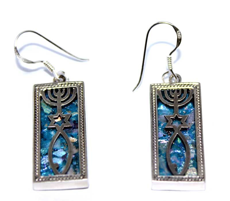 Grafted In | earrings -  Silver pendant with Roman Glass