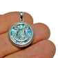 Silver round pendant with King David harp