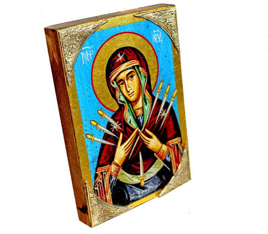 Mother Mary 7 swords Icon | Silver