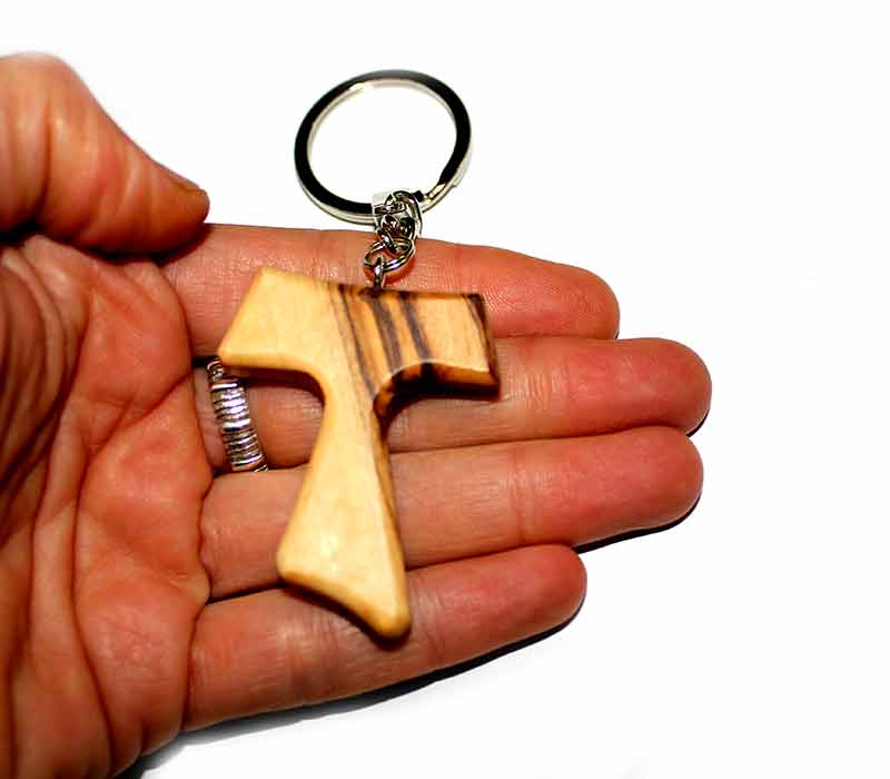 Tao cross olive wood - Key chain