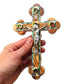 Olive wood Cross with Mother of Pearl 17.5 cm
