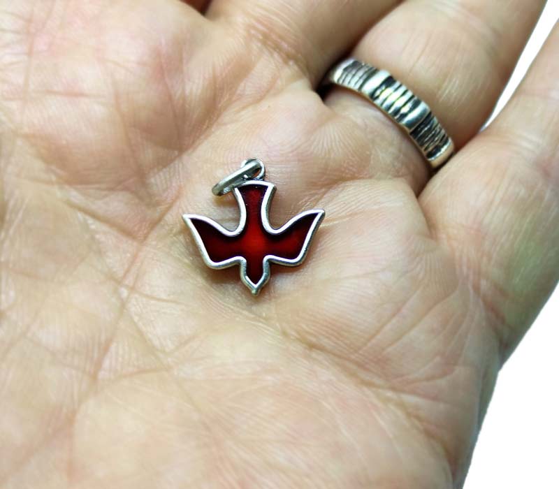 Holy Spirit red enamel silver