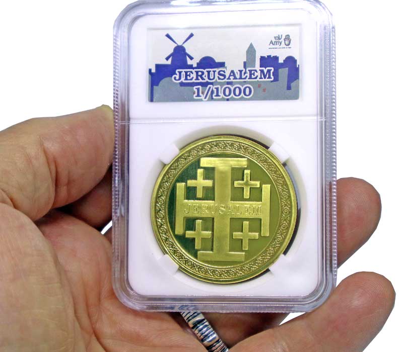 Jerusalem Cross - coin - Gold plated