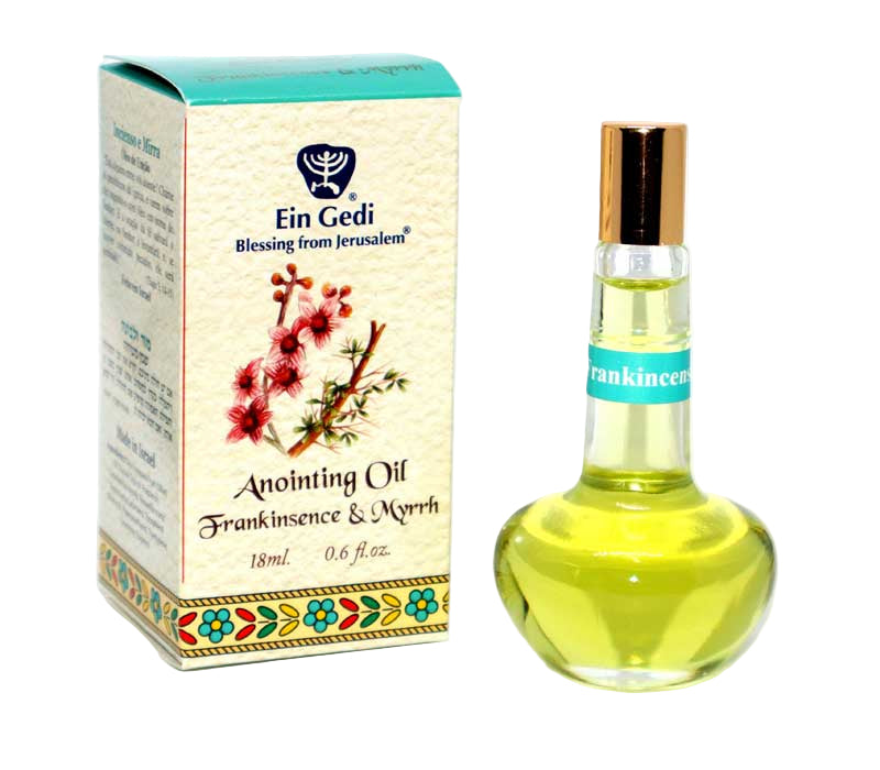 Ein Gedi anointing oil bottle and packaging on a white background