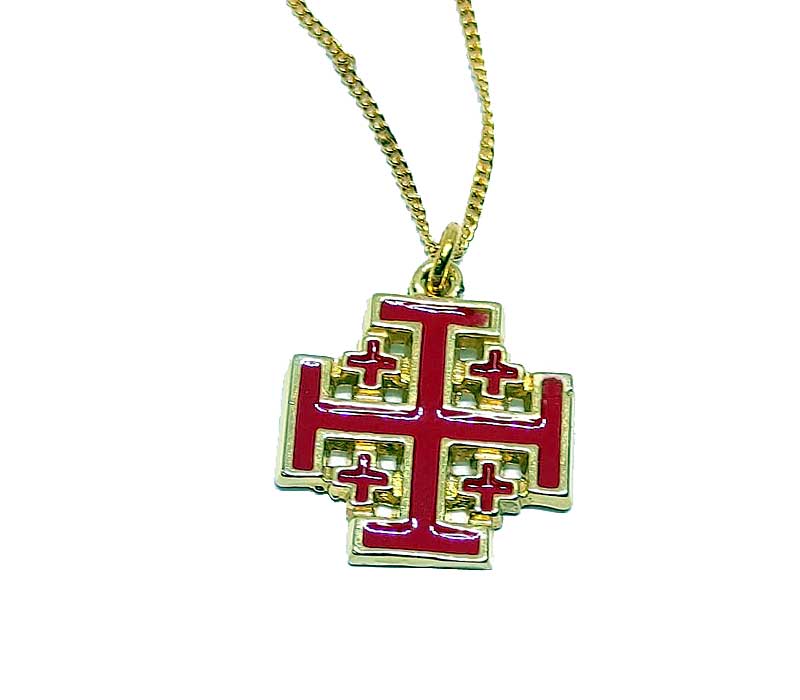 White Gold Dotted Jerusalem Cross Pendant | MONDO CATTOLICO