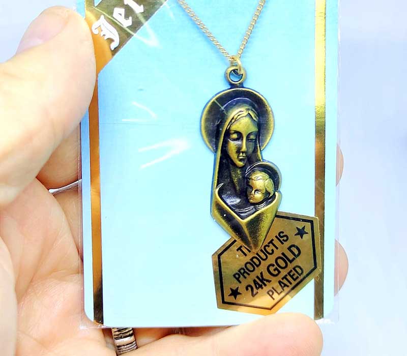 24k gold virgin on sale mary pendant