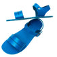 Blue sandals with a strap on a white background