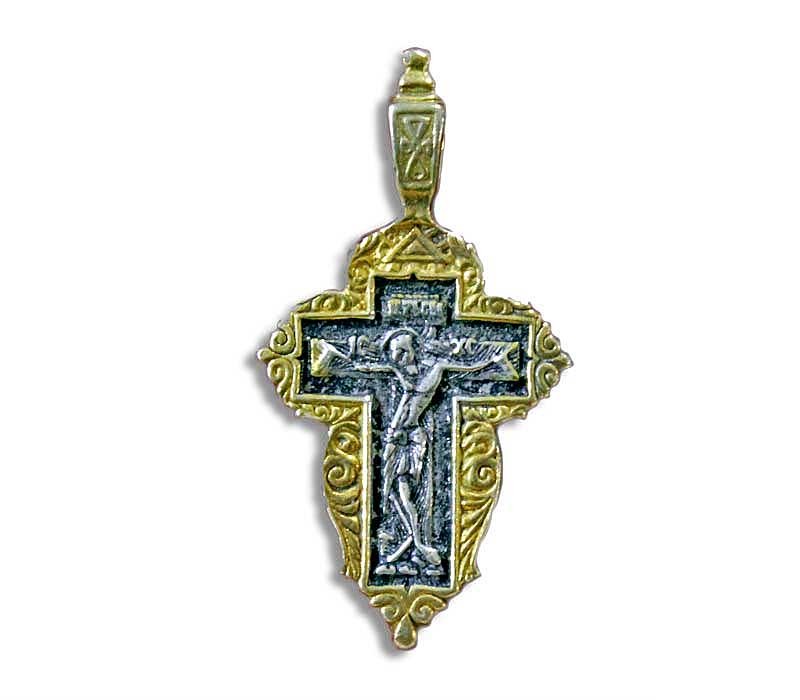 Special Crucifix pendant | silver and gold | 38 mm