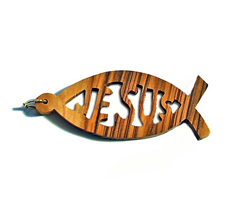 Jesus-Fish Pendant-Olive wood