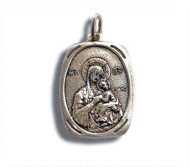 Mary & baby Jesus Silver medallion