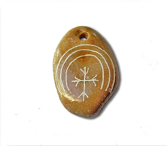Rainbow Cross- natural stone pendant