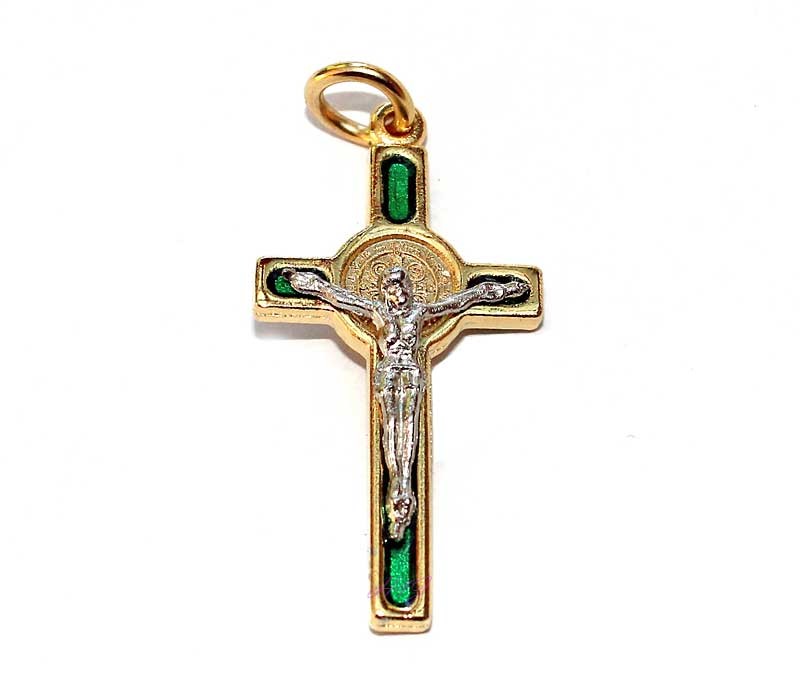 St. Benedict Cross Pendant | Green Enamel