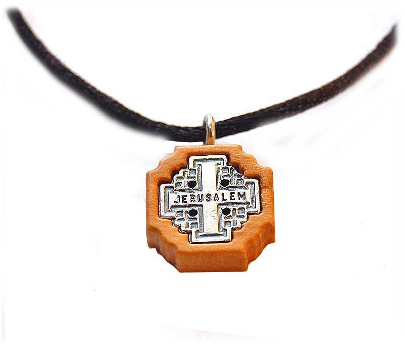 Jerusalem Cross Olive wood pendant