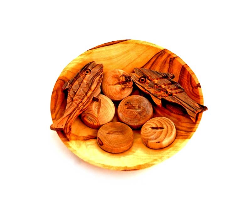 Small bowl with Fish & Loaves | Olive wood