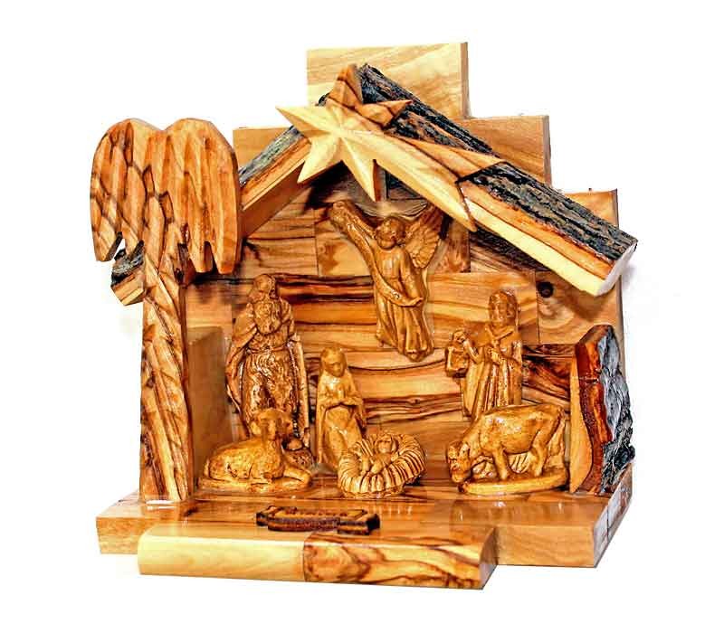 Nativity Scene | olive wood & clay
