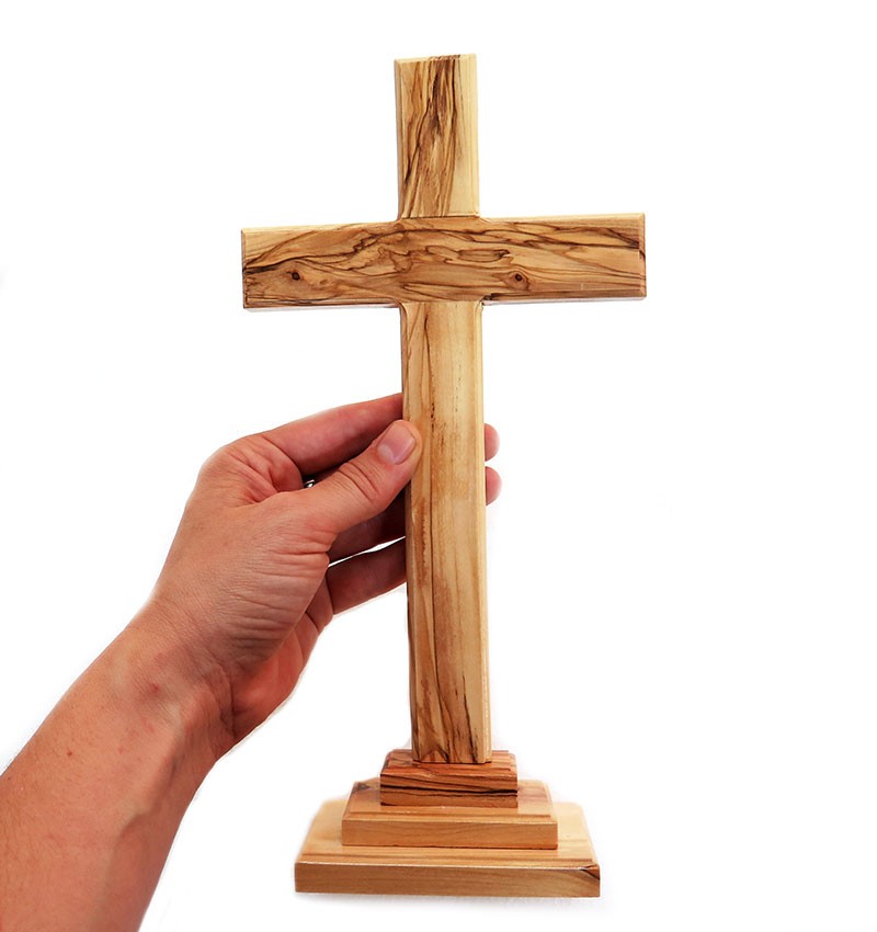 Cross on base | Olive wood | 28 c"m 11 inches