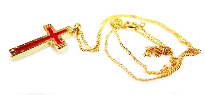 Red Enamel Gold plated Cross