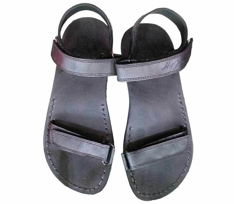 Velcro leather sandals Black model 13T