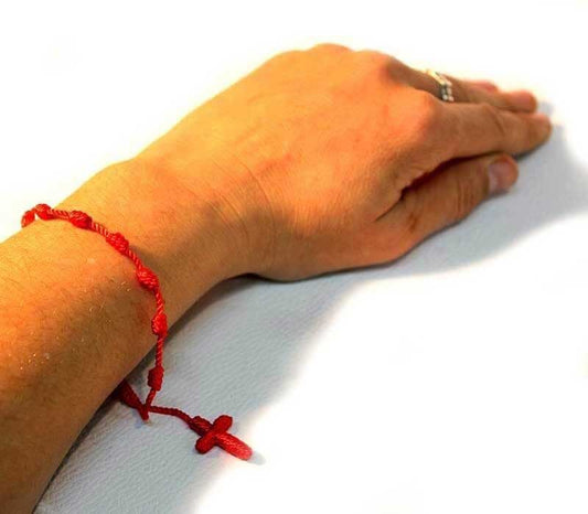red silk bracelet rosary