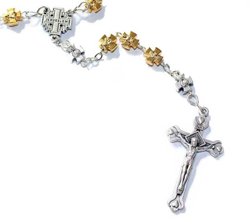 Rosary | Gold and silver tone| cross beads