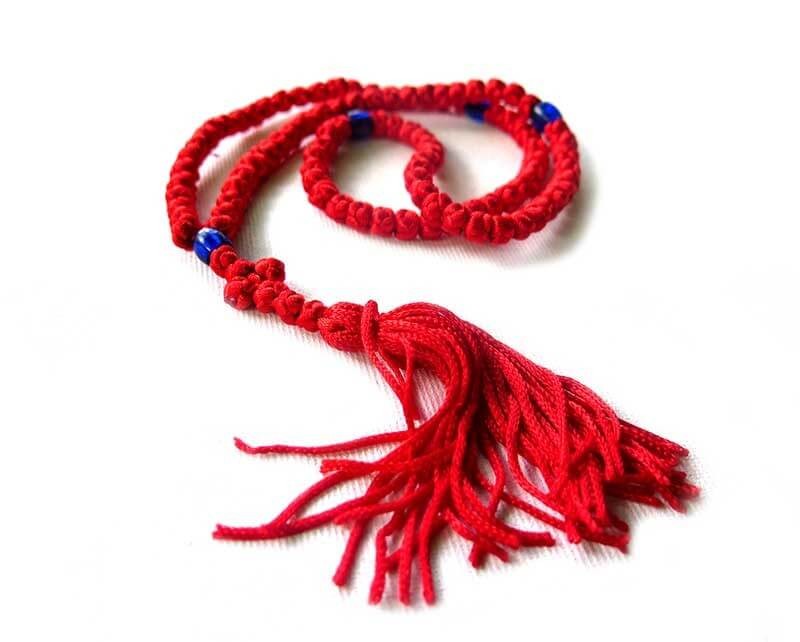Prayer rope red silk