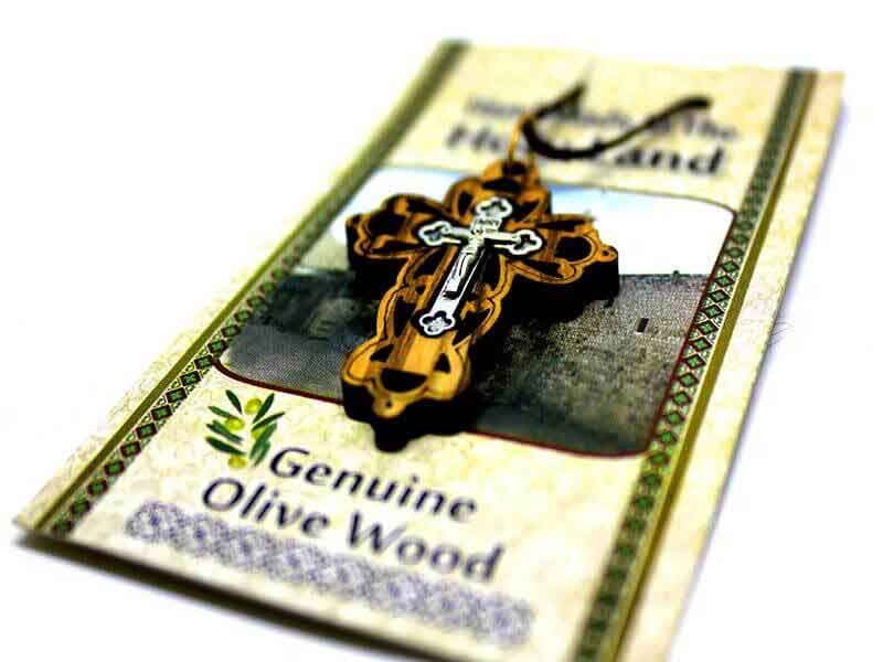 Olive wood & Metal Crucifix pendant