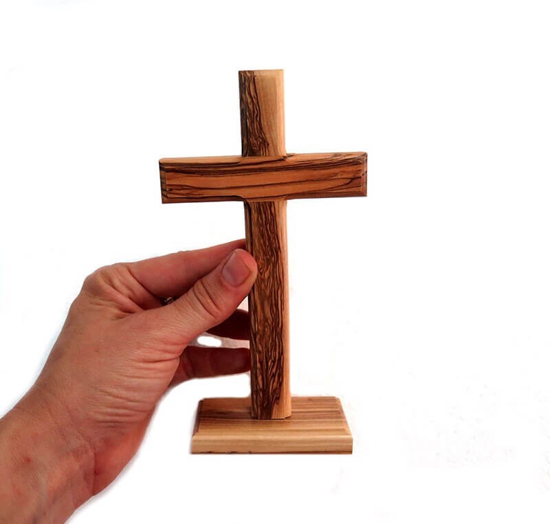 Cross on base | Olive wood | 17 c"m 6.6 inches