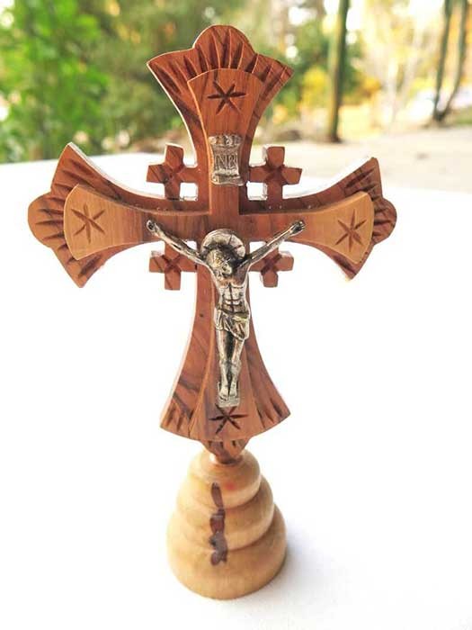 special Olive wood cross with a stand 2