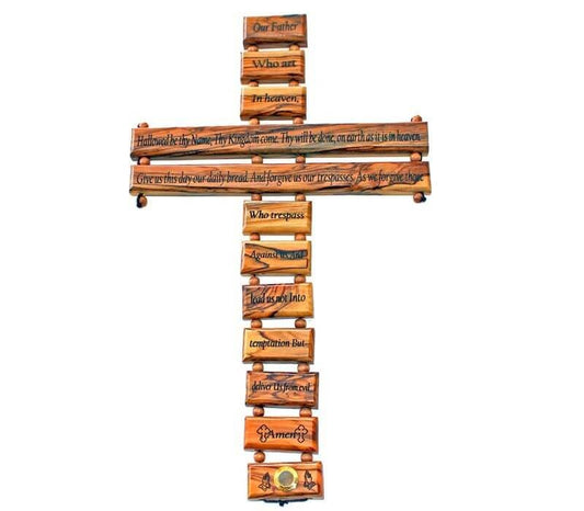 Pater Noster Cross | Olive wood | 14.5 Inches