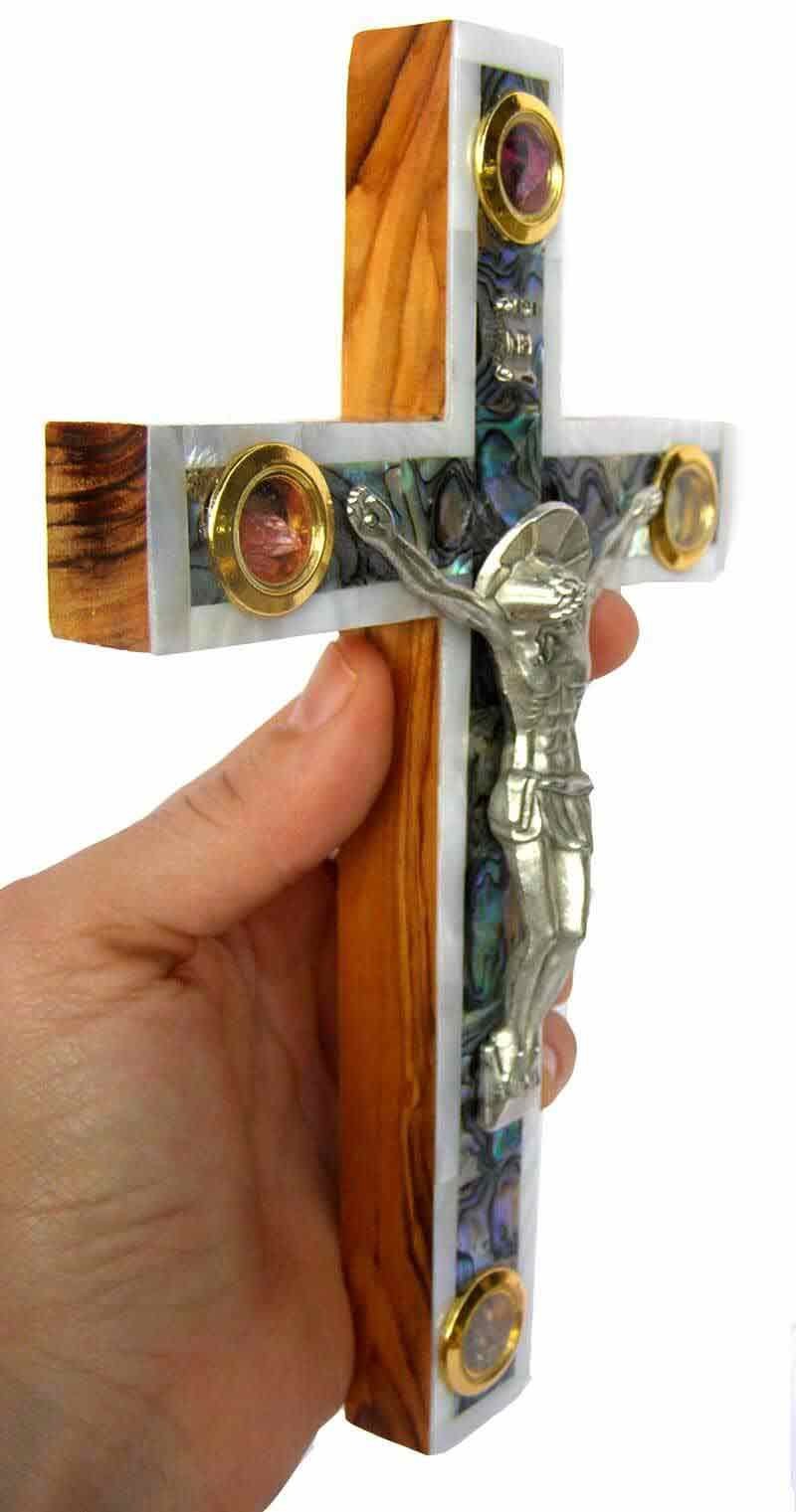 Mother of Pearl Crucifix | olive wood 20 cm