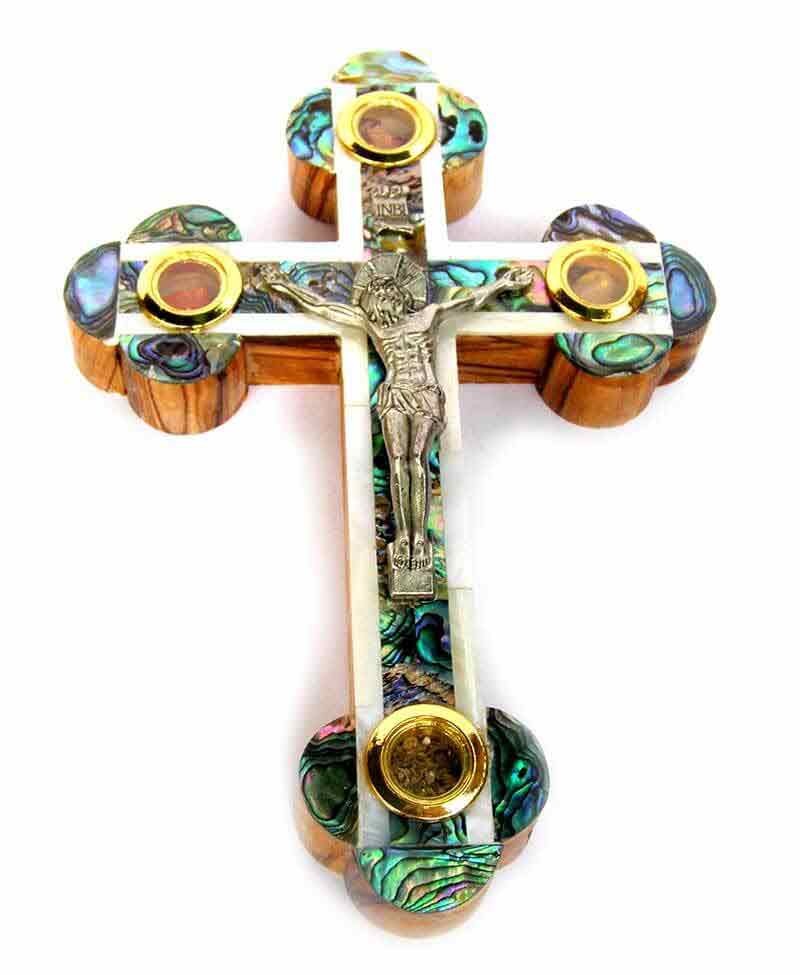 Mother of Pearl Crucifix | olive wood 18 cm