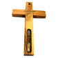 Olive wood Cross - with Holy water & stones inside