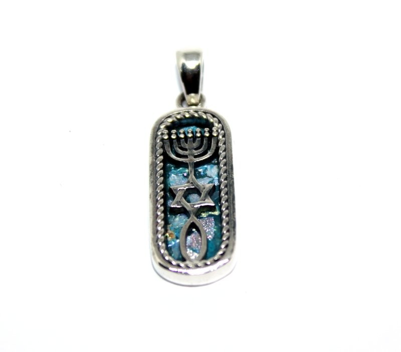 Grafted In |  Square -  Silver pendant with Roman Glass