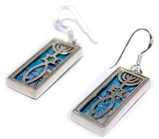 Grafted In | earrings -  Silver pendant with Roman Glass
