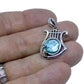 Silver pendant with  King David harp and Roman glass