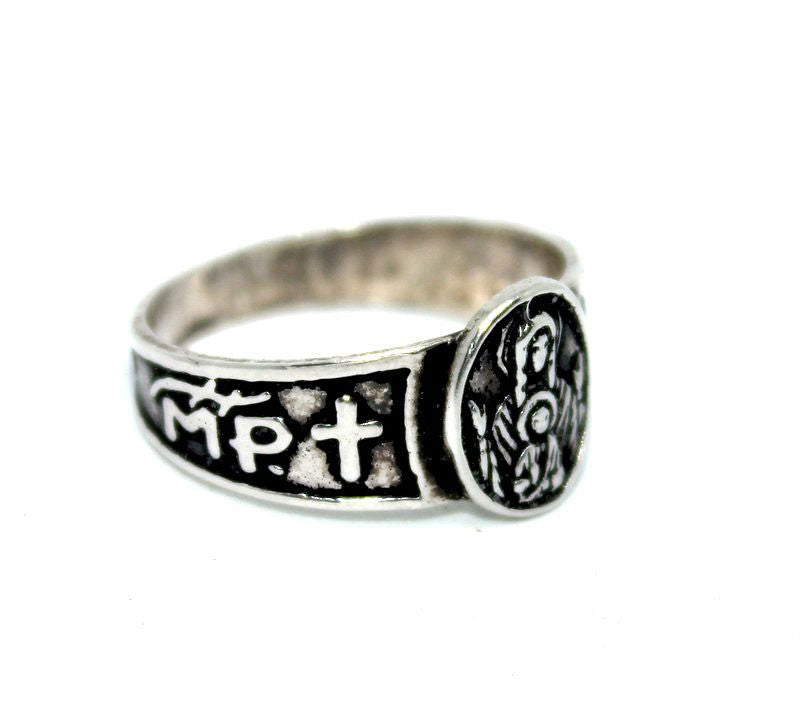 Mother Mary & baby Jesus  Silver Ring
