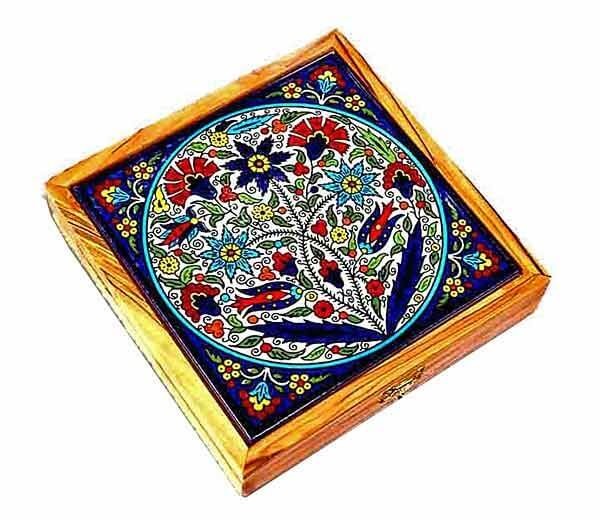 Armenian tile | Olive wood box