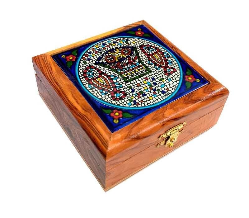 Jewelery box | olive wood & ceramic