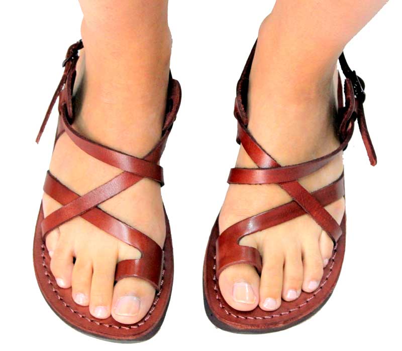 Asa | Brown Leather Crossover Sandal – Jerusalem Sandals